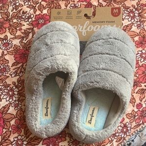 Dearfoams Soft Gray Memory Foam Slippers